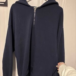 Women’s Navy Half-Zip Hooded Sweater